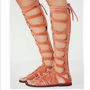 Free People Suede Lace-Up Gladiator Sandals (sz 7)
